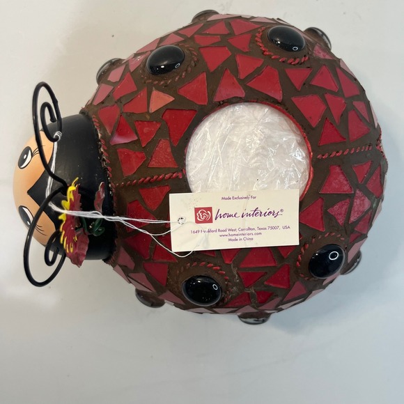 Vtg Home Interiors Mosaic Ladybug Tealight Candle Holder Lantern Garden Decor - Picture 5 of 6